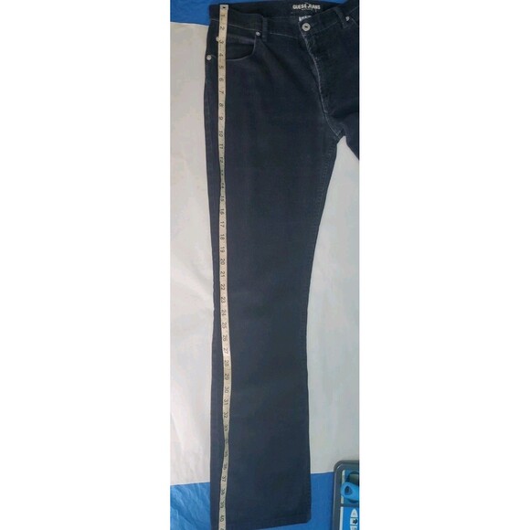 Guess Corduroy Pants Sz 29 Straight Leg Mid Rise Black Made In The USA Y2K - Picture 14 of 14